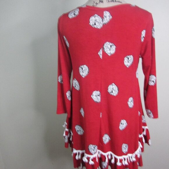 Tunic Top S Bulldogs Red Fringe 3/4 Sleeve - Picture 8 of 10